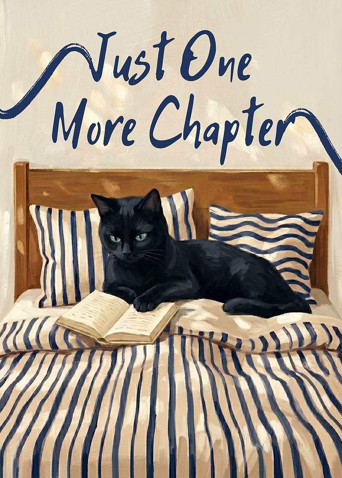 Black Cat Reading a Book