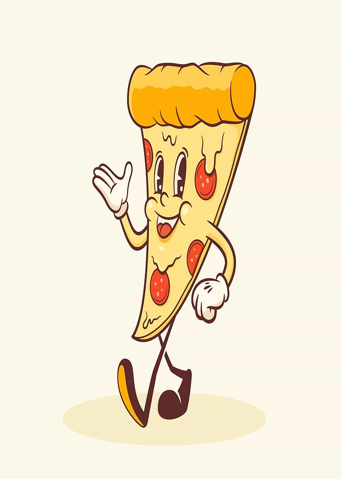 Walking Pizza Slice Character