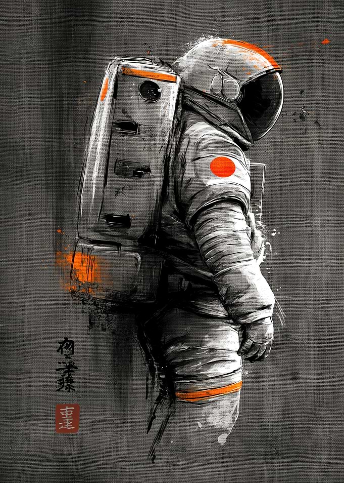 Astronaut with Japanese Flag