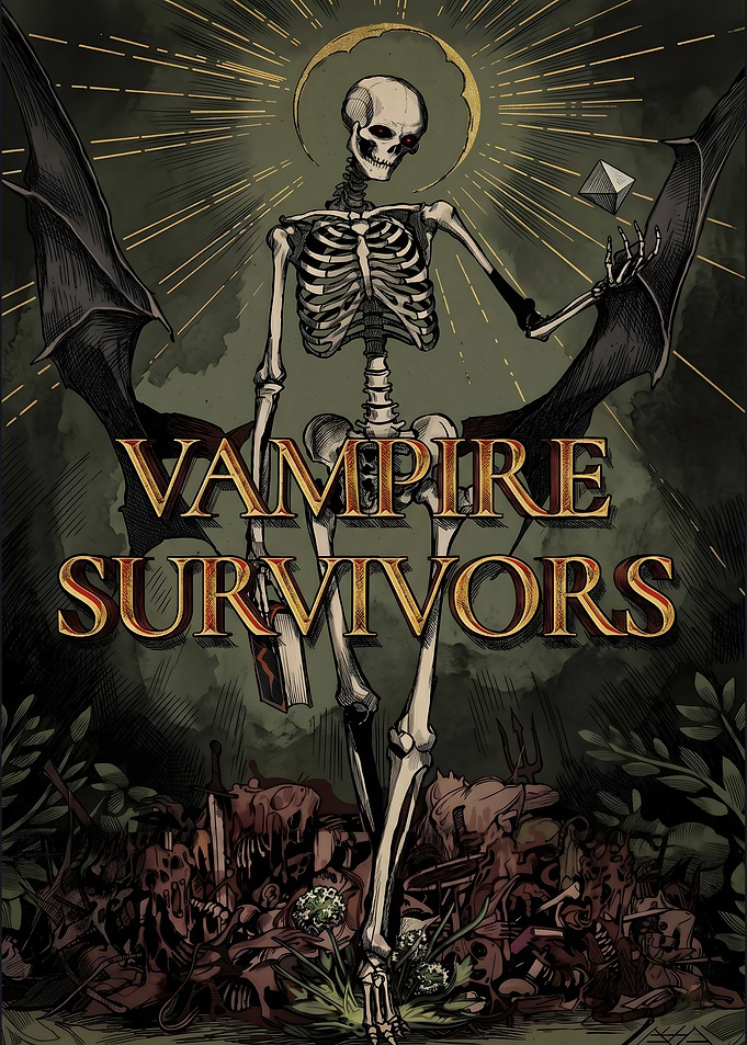 Vampire Survivors Skeleton Poster