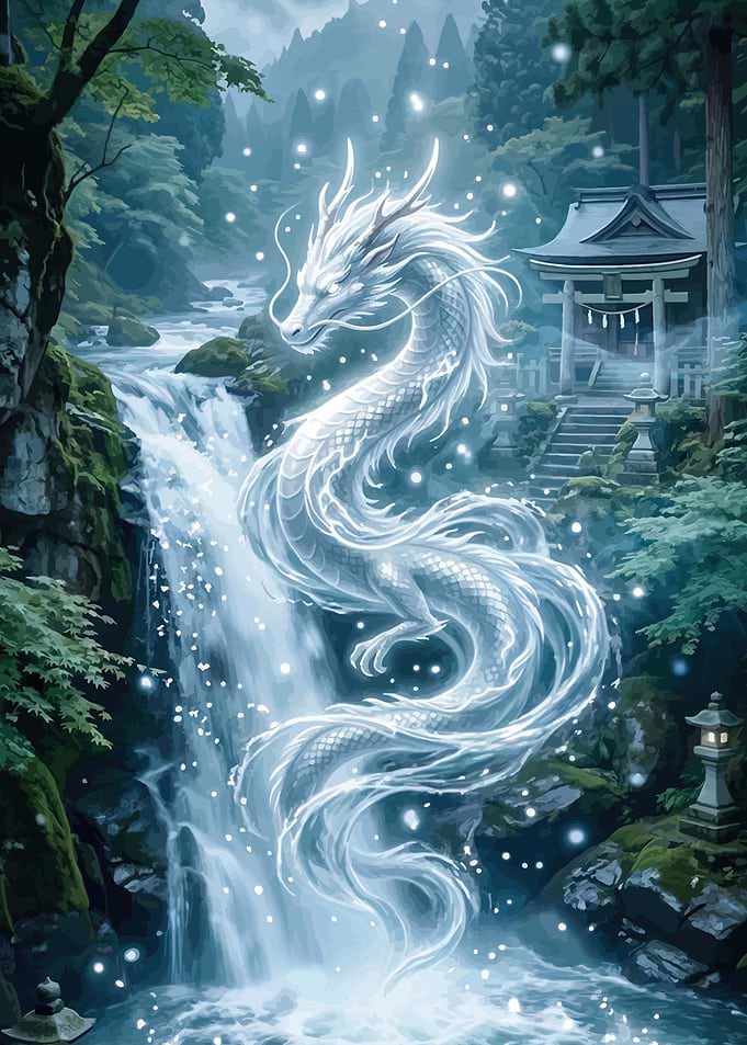 Spirit Dragon by Waterfall