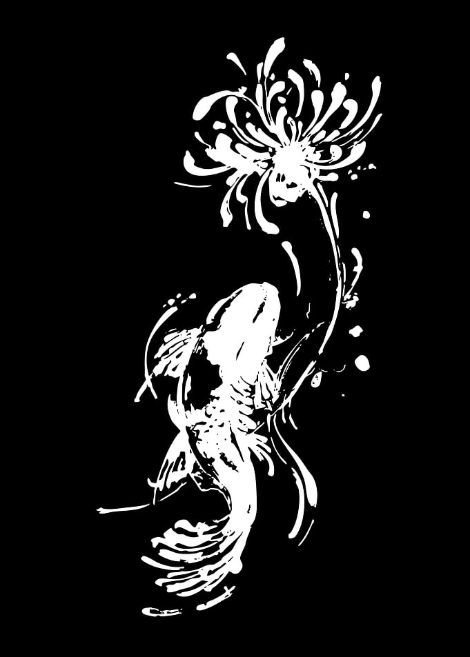 Koi Fish and Chrysanthemum Tattoo Design