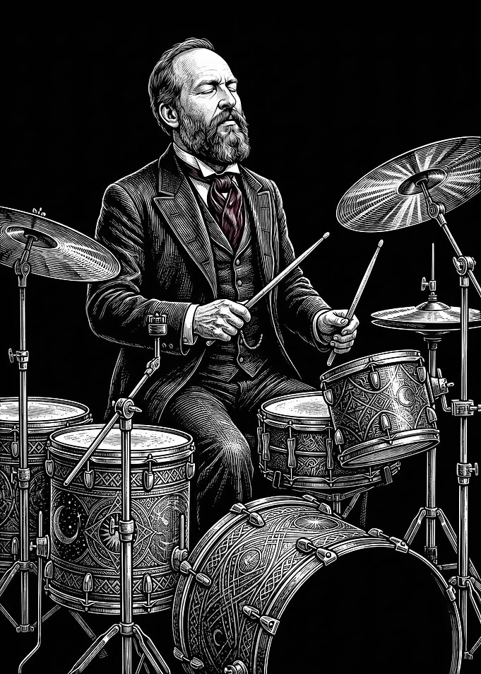 James A. Garfield Playing Drums