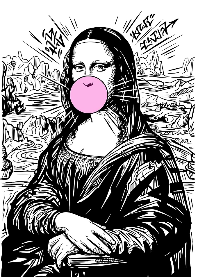 Mona Lisa Chewing Bubble Gum