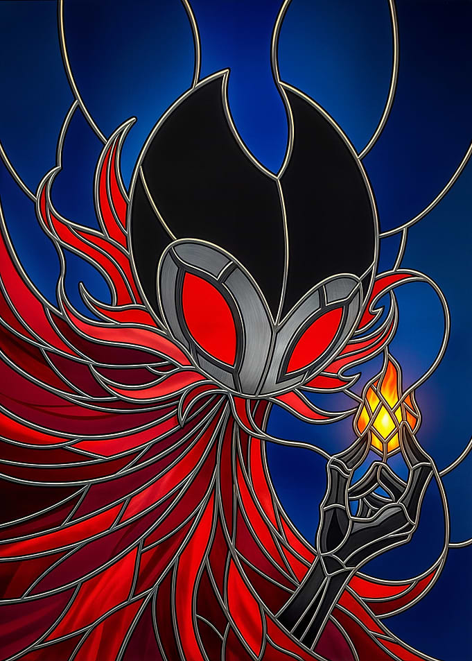 Grimm from Hollow Knight Stained Glass Art