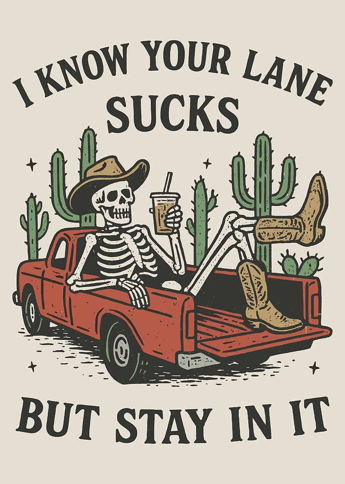 Skeleton Cowboy Poster, Funny Desert Truck Wall Art, Retro Western Humor Print