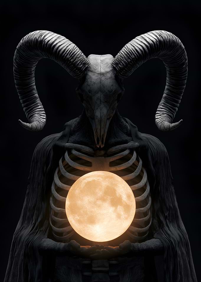 Demonic Figure Holding Moon