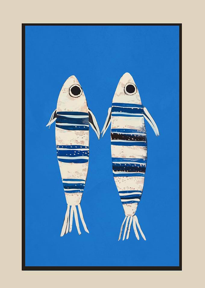 Minimal Fish on Blue