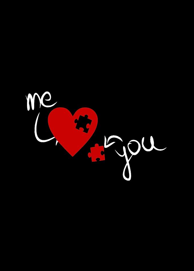 Puzzle Heart Love Text Art