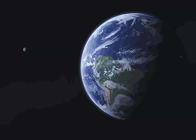 Earth and Moon in Space