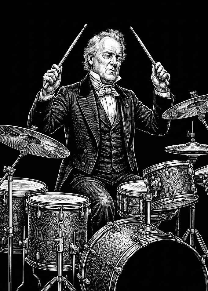 James Buchanan Drummer in Black and White