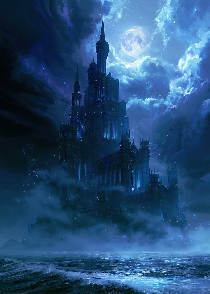 Mystical Castle in Moonlight