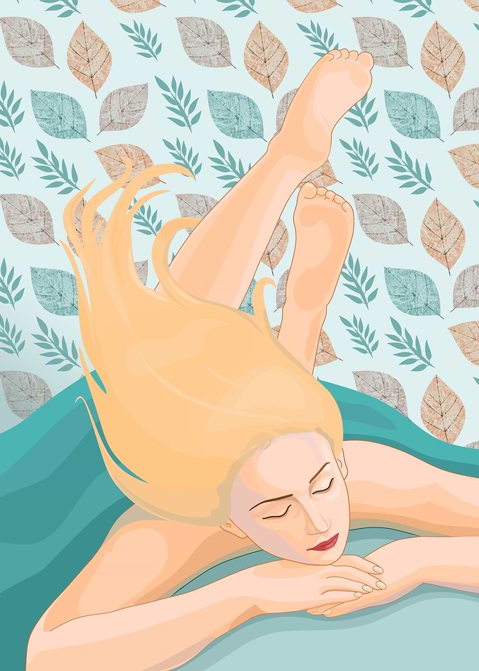Woman with Blonde Hair and Legs Up