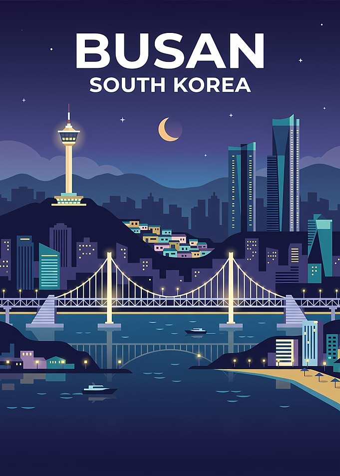 Busan South Korea Night Cityscape