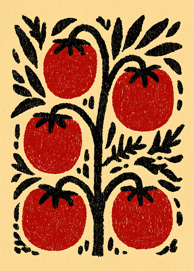 Stylized Tomato Plant Illustration