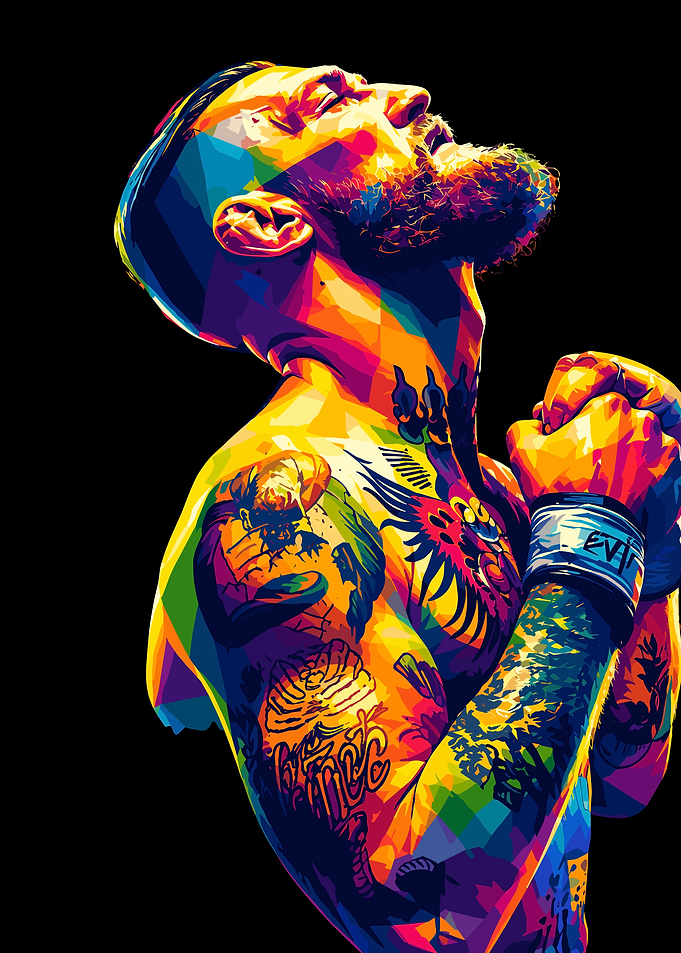 Colorful Boxer with Tattoos