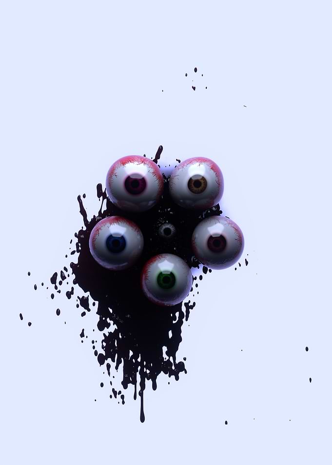 Bloody Eyeballs on White Background