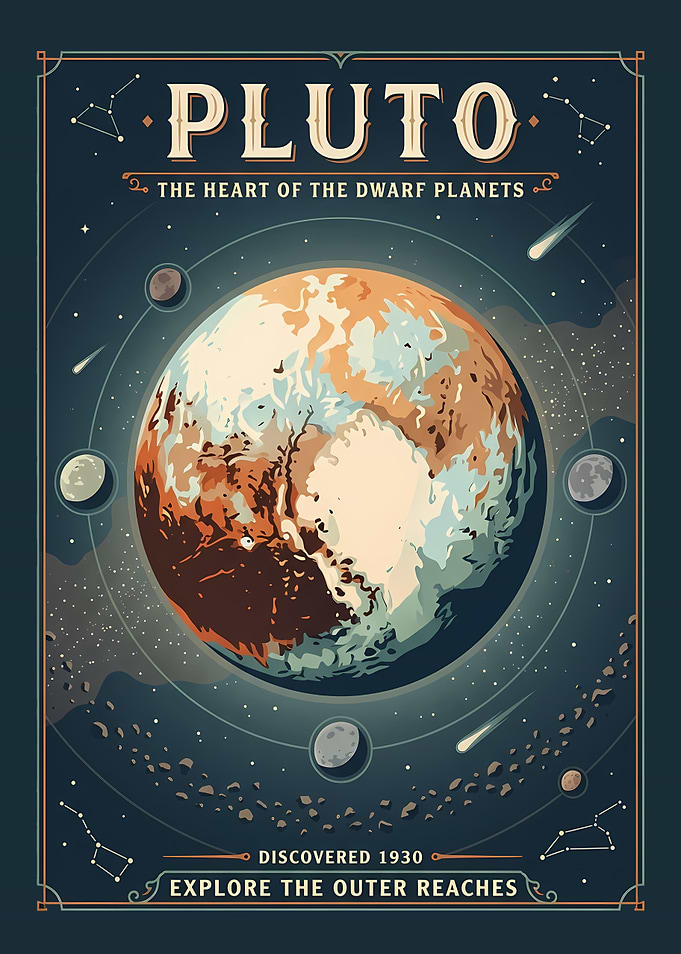 Pluto Vintage Space Poster
