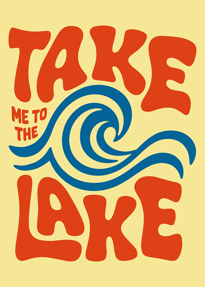Take Me To The Lake Poster, Retro Summer Lake Wall Art, Vintage Vacation Print