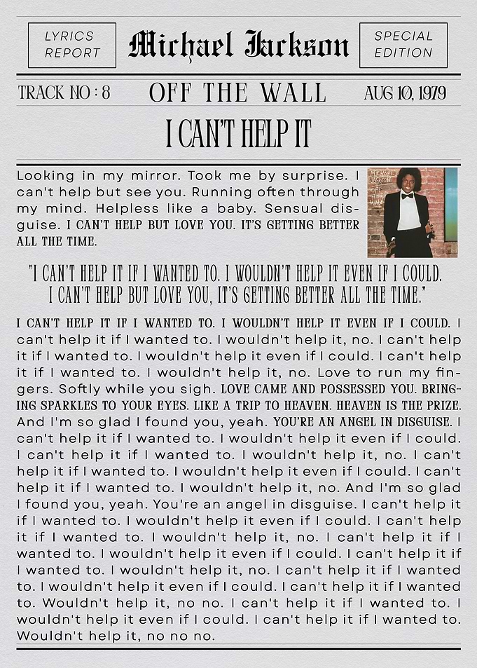 Michael Jackson 'I Can't Help It'