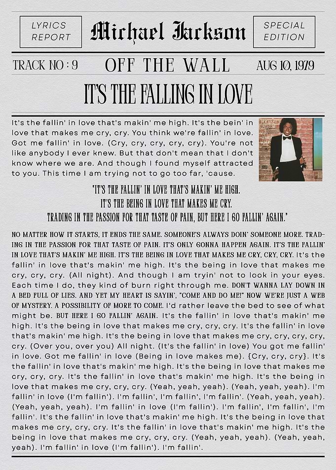 Michael Jackson 'It's The Falling In Love'
