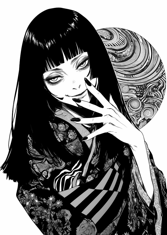 Creepy Anime Woman in Kimono