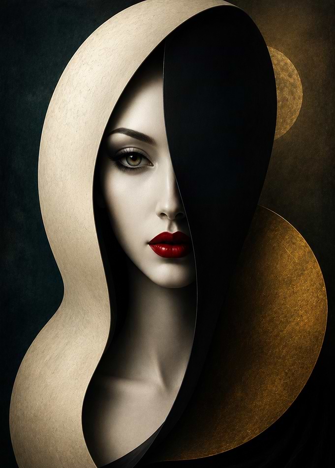 Elegant Woman in Dramatic Hood