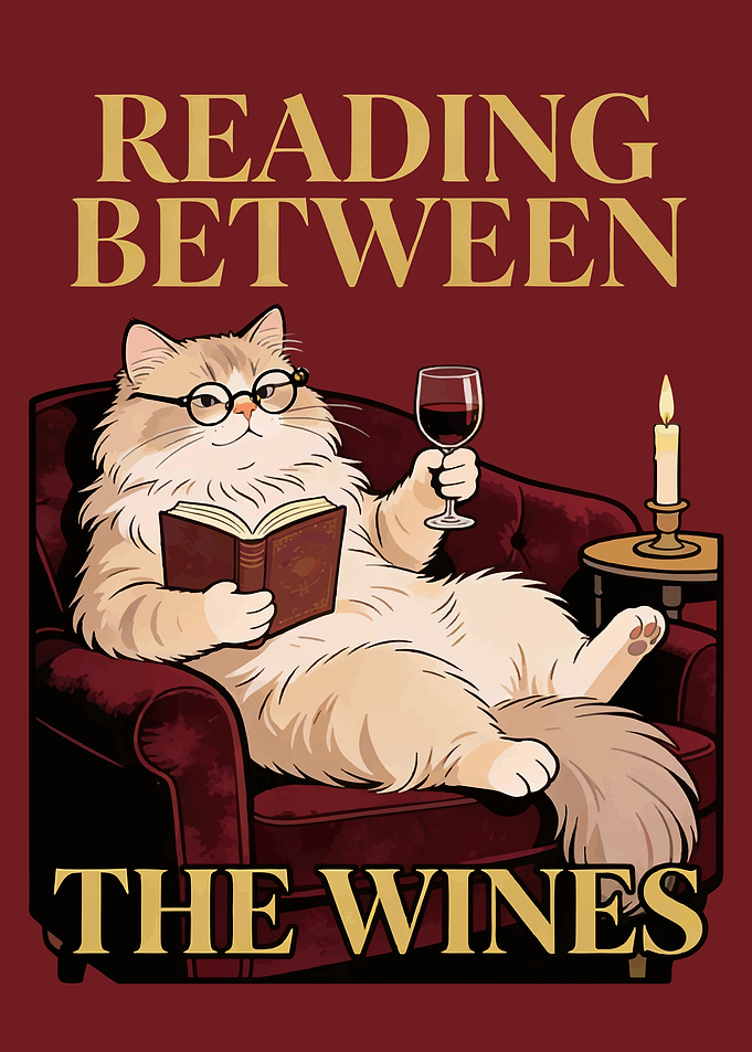 Reading Between The Wines Funny Cat