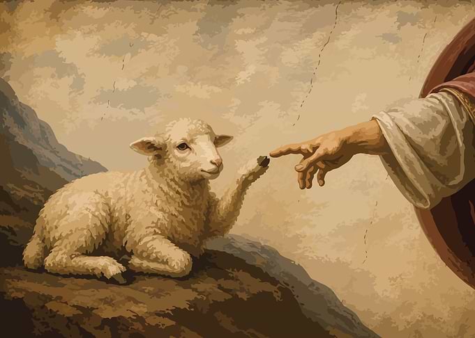 The Creation of Adam with a Lamb