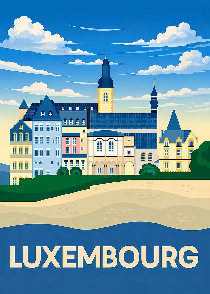 Luxembourg Cityscape with Text