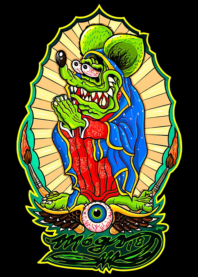 Praying Rat with Eye and Paintbrushes