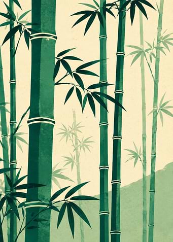 Green Bamboo Forest Painting