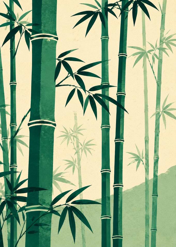 Green Bamboo Forest Painting