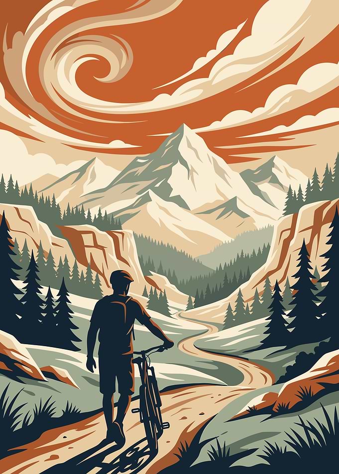 Mountain Biker on a Trail