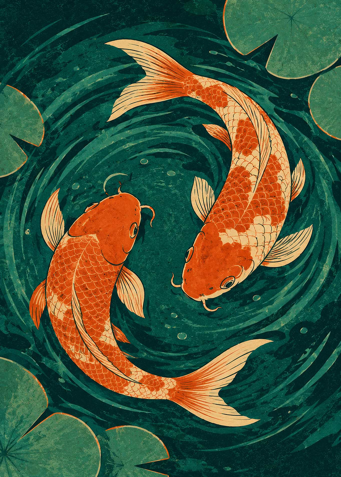 Yin Yang Koi Fish Art