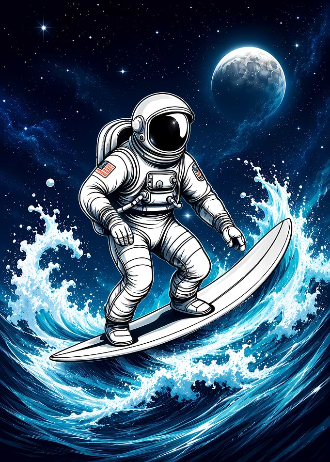 Astronaut Surfing in Space