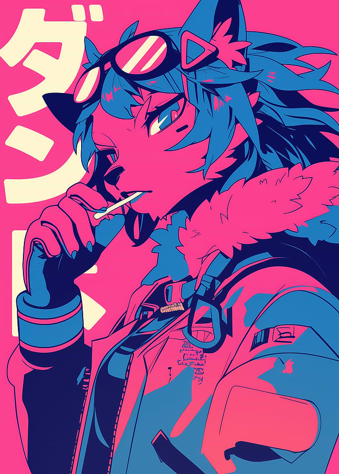 Anime Wolf Character with Sunglasses