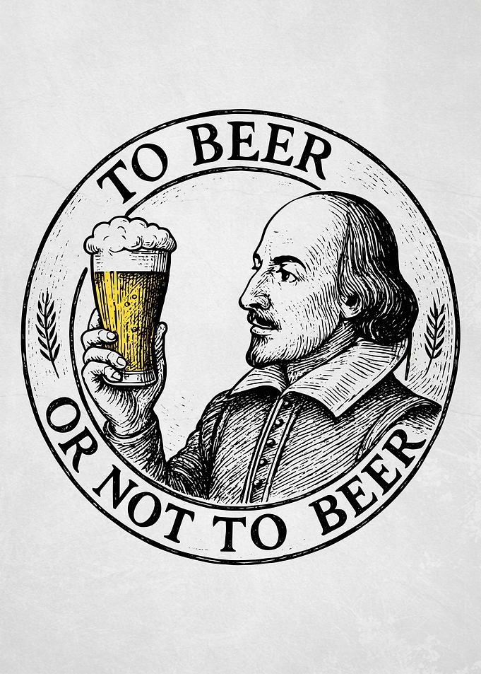 Shakespeare Holding a Beer