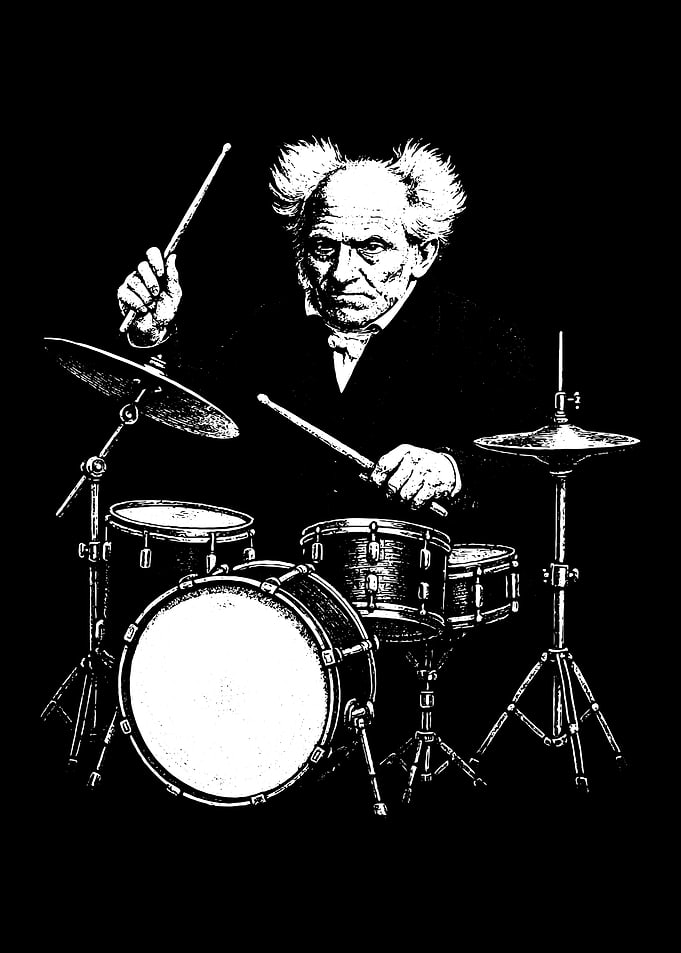 Arthur Schopenhauer playing drums