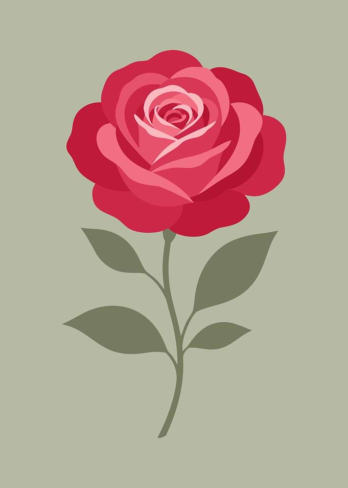 Rose with Green Leaves