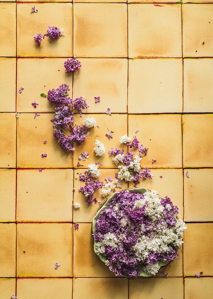 Lilac Flowers in a Bowl