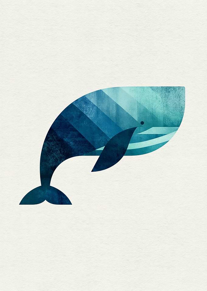 Geometric Blue Whale Illustration
