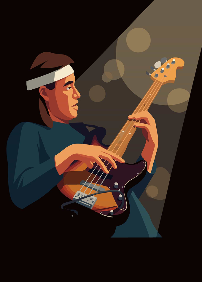 Musician Playing Bass Guitar