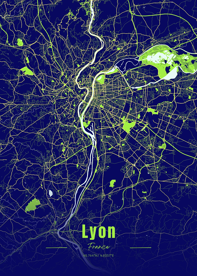 Lyon France Map Art