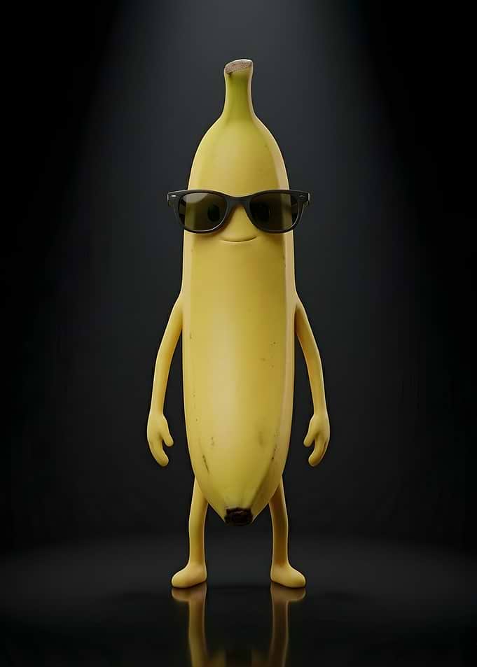 Cool Banana Character with Sunglasses