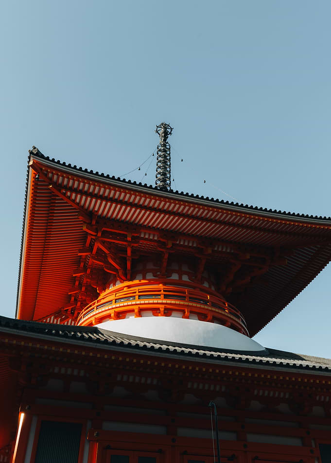 Japanese Pagoda Against Blue Sky
