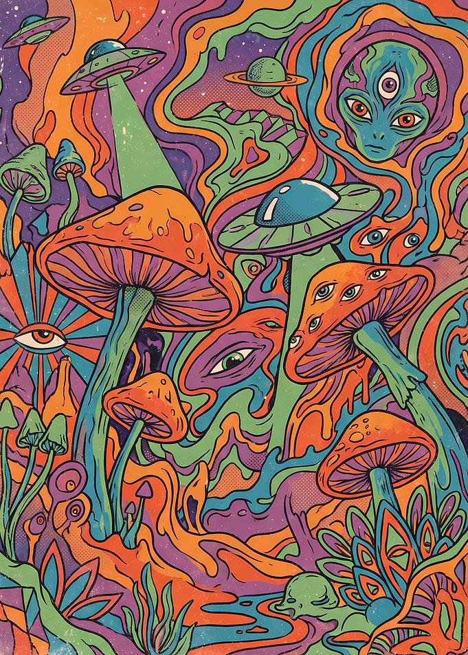 Psychedelic Alien Mushroom Landscape