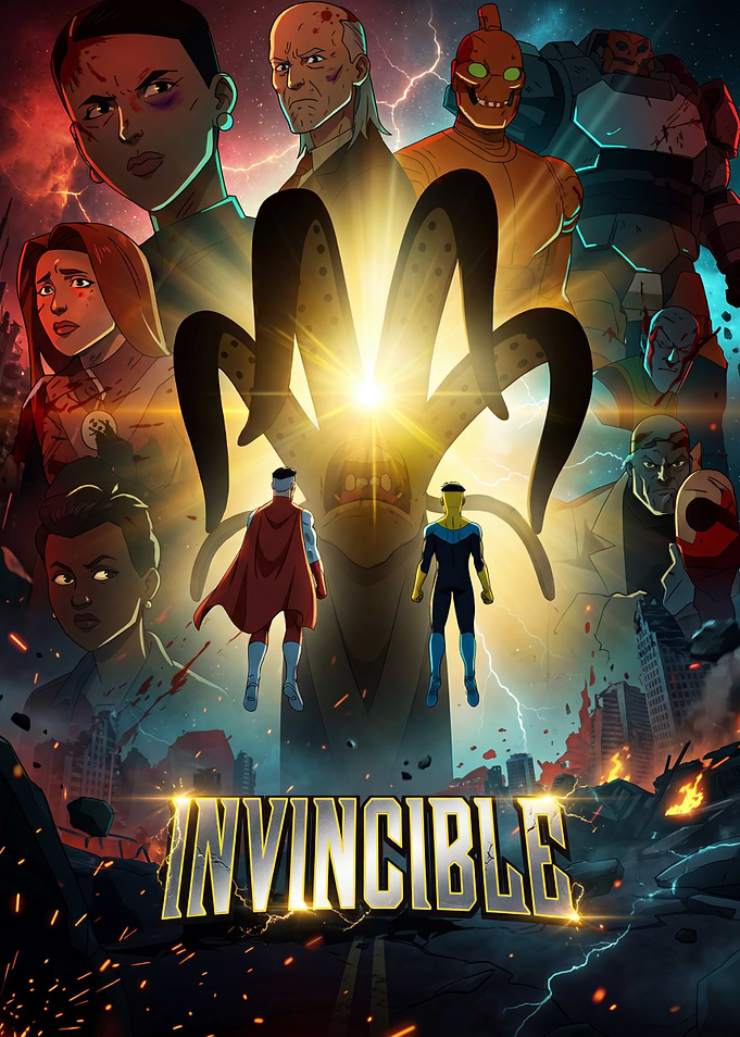 Invincible Poster with Heroes and Villains