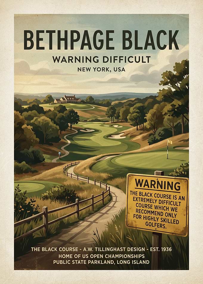 Bethpage Black Golf Course Vintage Poster