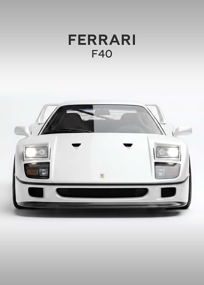 White Ferrari F40 Front View